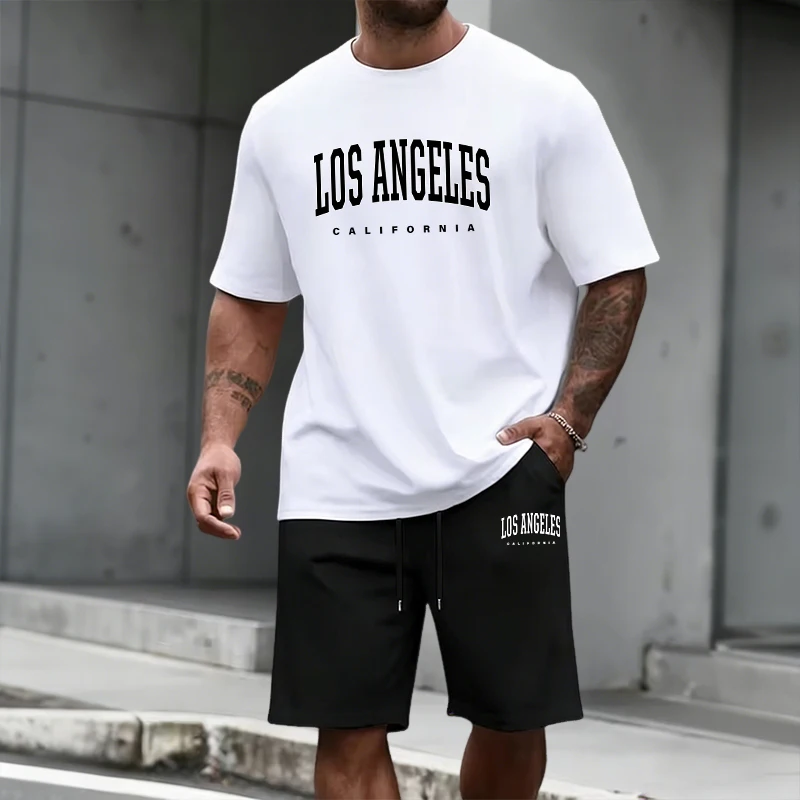 Summer Clothing Outfits - Men's Tracksuit Short Sleeve Top and