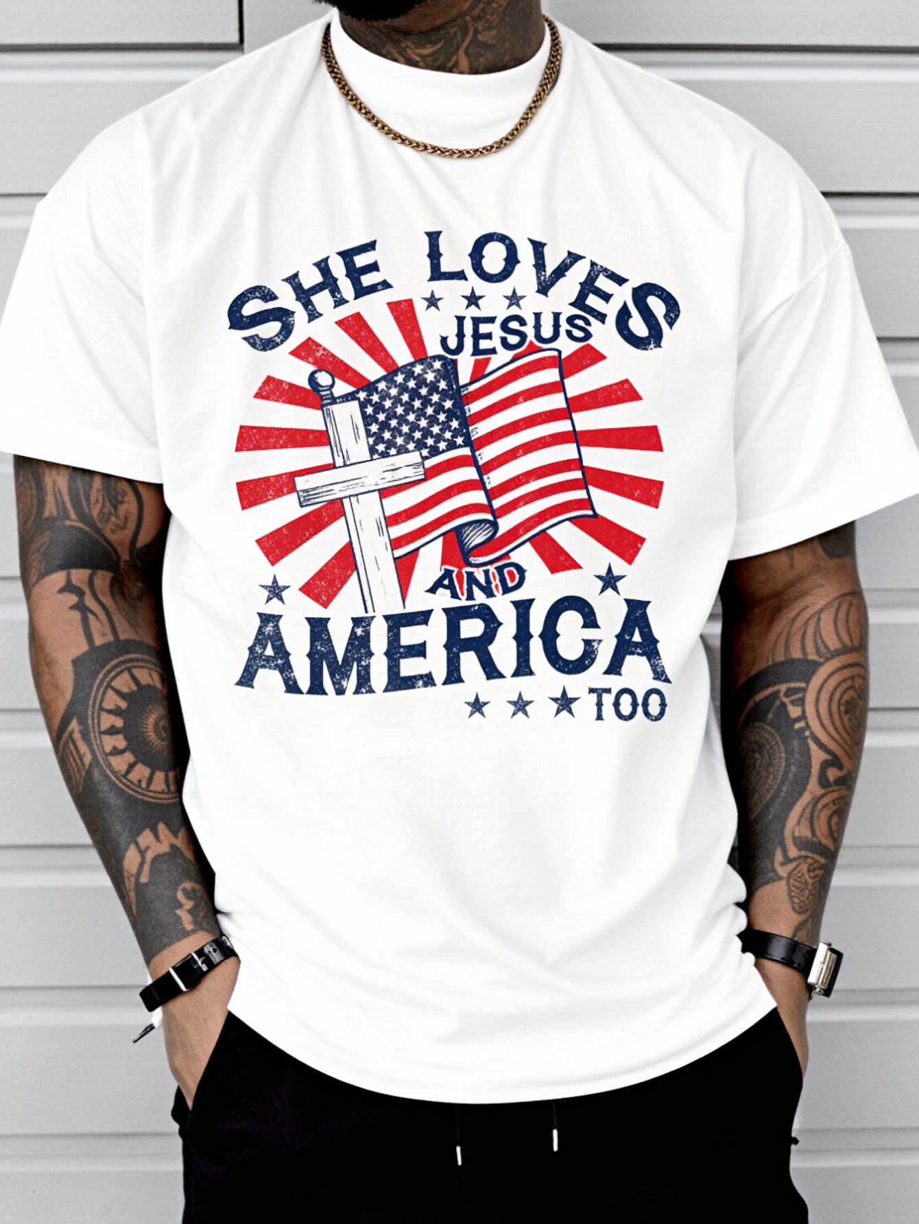 Summer Clothing Not Shein - Vintage She Loves Jesus And America