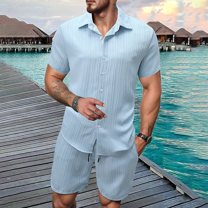 Summer Clothing Outfits - 2026 New Men Vertical Wrinkle Lapel