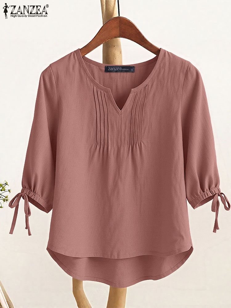Summer Clothing Work - ZANZEA Women Blouse 2025 Autumn 3/4