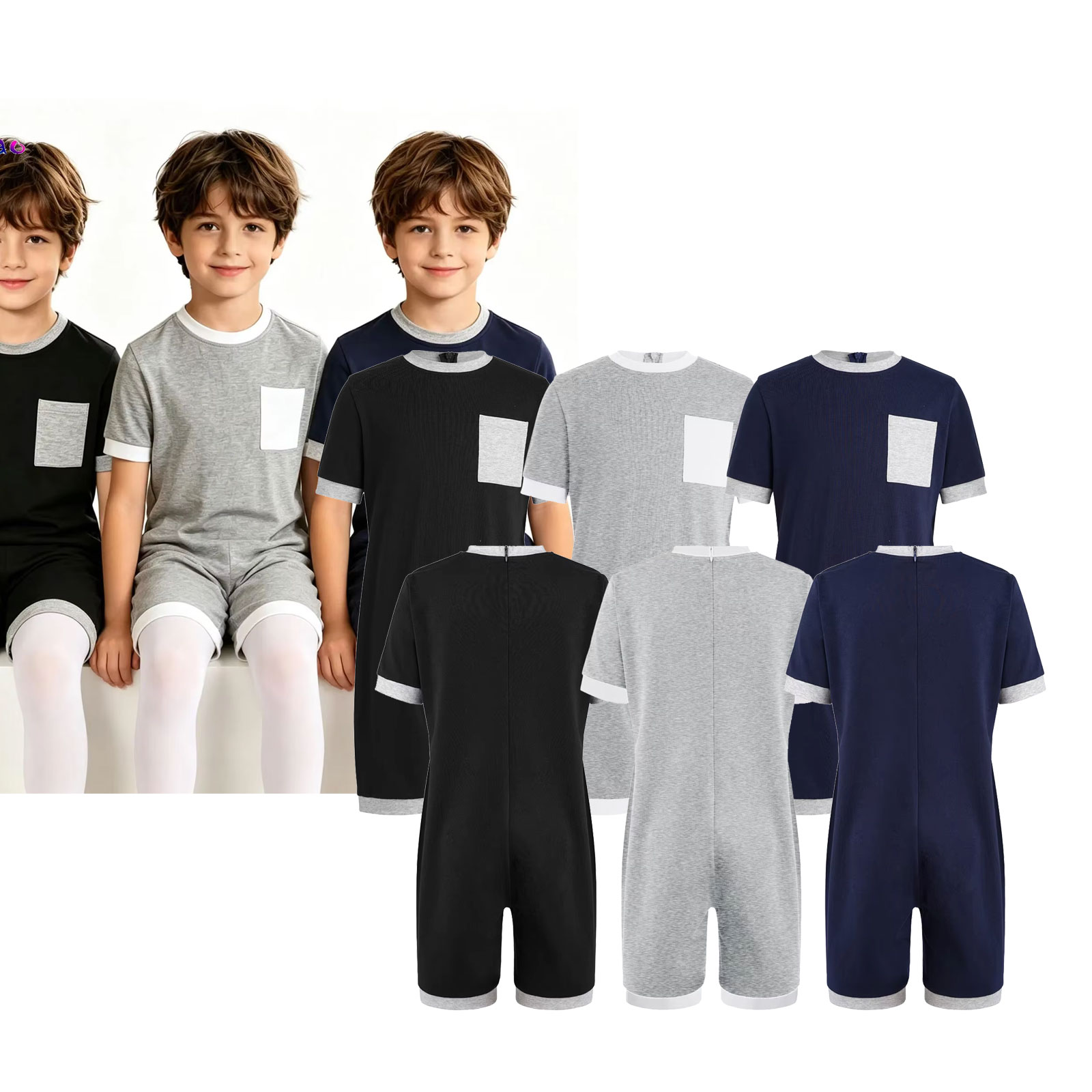 Summer Clothing Boys - 3Pcs Unisex Kids Special Needs Adaptive