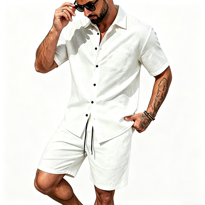 Men Linen Two Piece Outfit Sho - Summer Clothing Outfits recension och pris