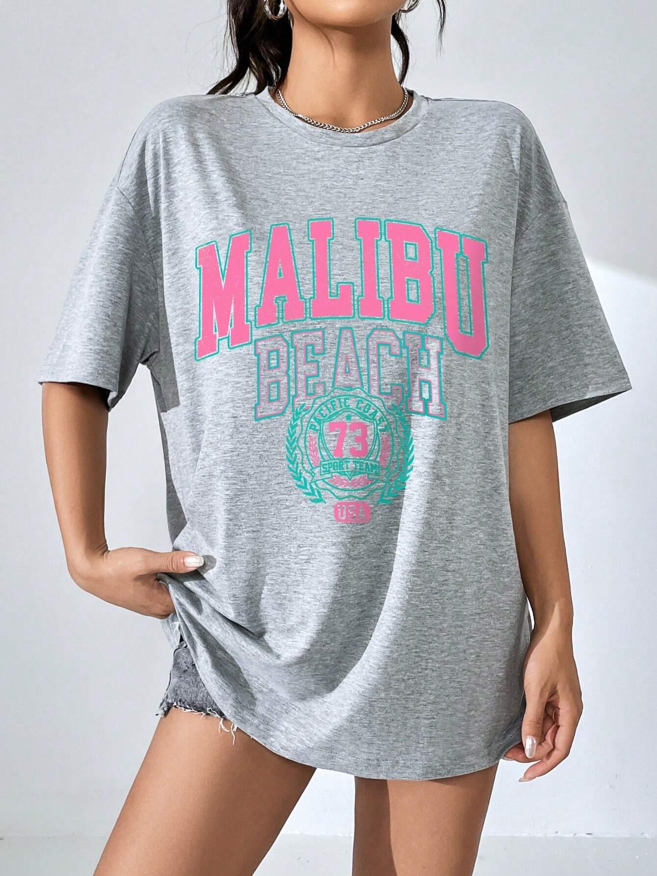 Malibu Beach Letter Print Prin - Summer Clothing Brands For Women recension och pris