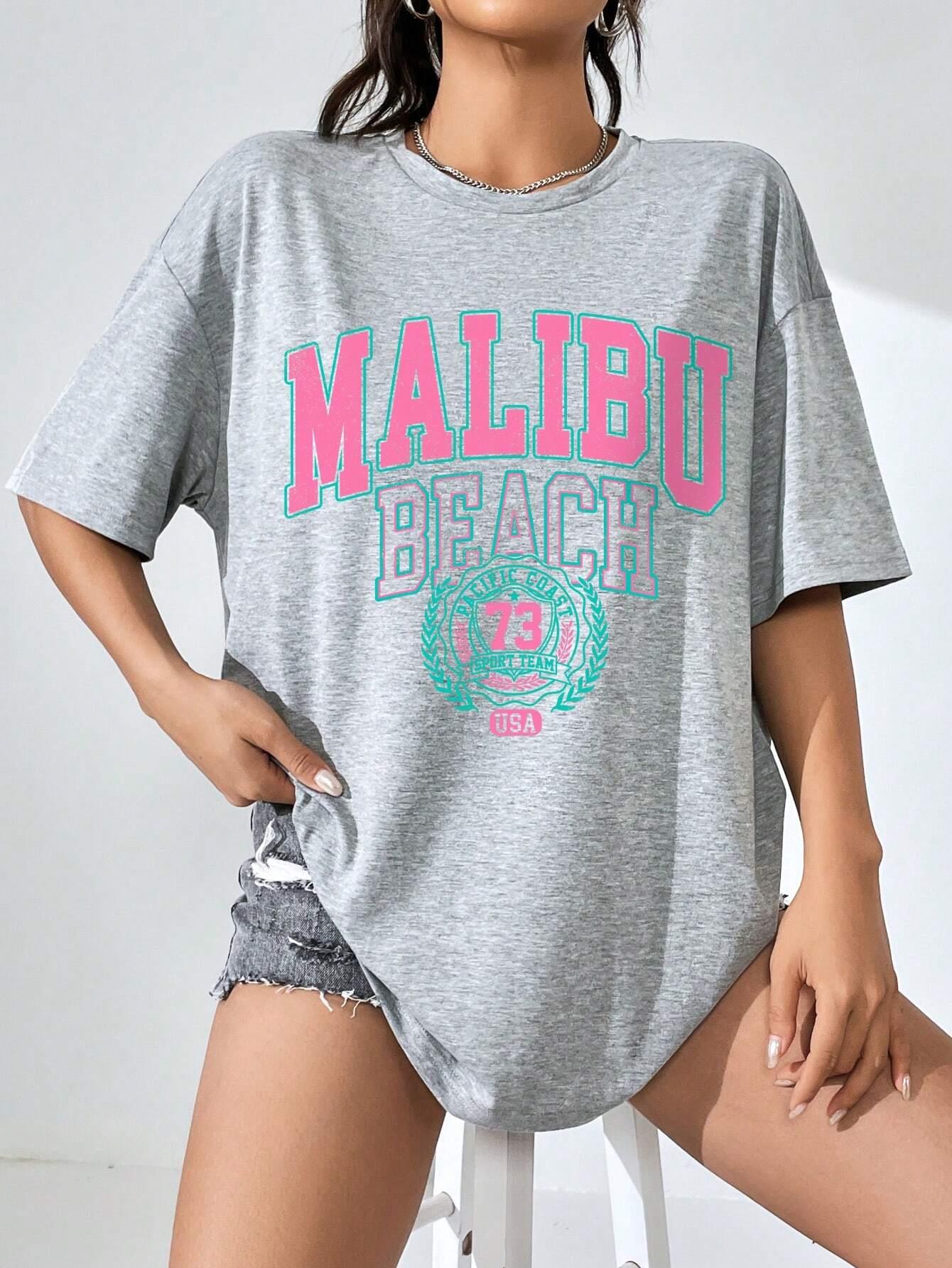 Malibu Beach Letter Print Prin - Summer Clothing Brands For Women recension och pris
