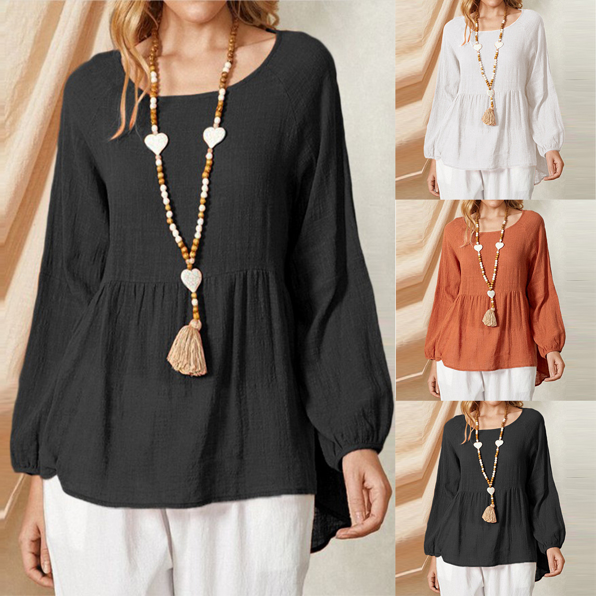 Loose Cotton Linen Long Sleeve - Summer Clothing Brands For Women recension och pris