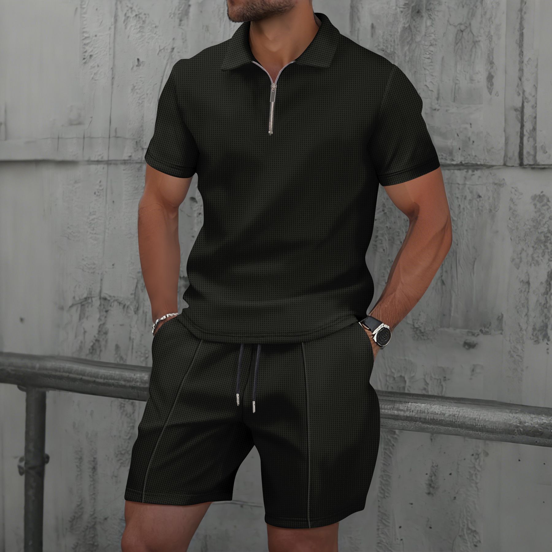 Men Waffle Quick Dry 2 Piece O - Summer Clothing Outfits recension och pris