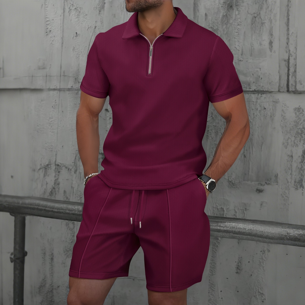 Men Waffle Quick Dry 2 Piece O - Summer Clothing Outfits recension och pris