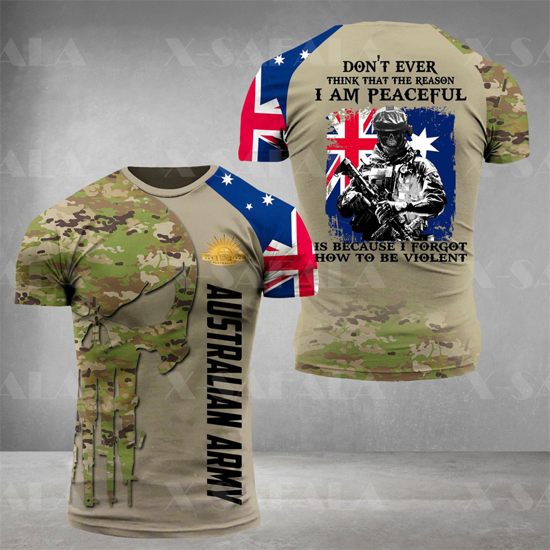 Australia Flag Skull Graphic T - Summer Clothing Australia recension och pris