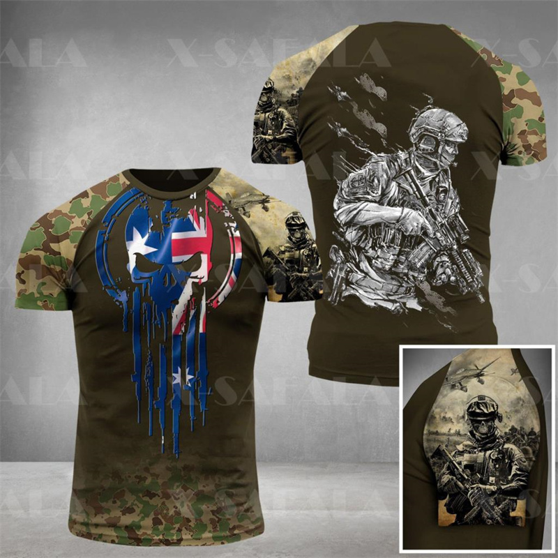 Australia Flag Skull Graphic T - Summer Clothing Australia recension och pris