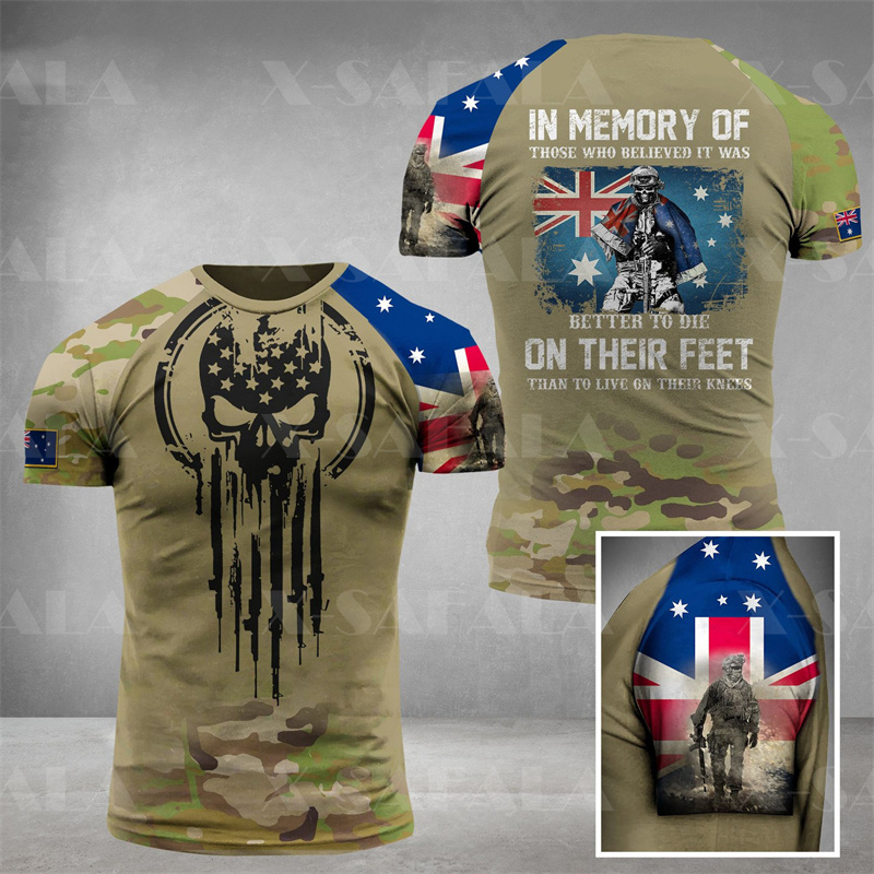 Australia Flag Skull Graphic T - Summer Clothing Australia recension och pris