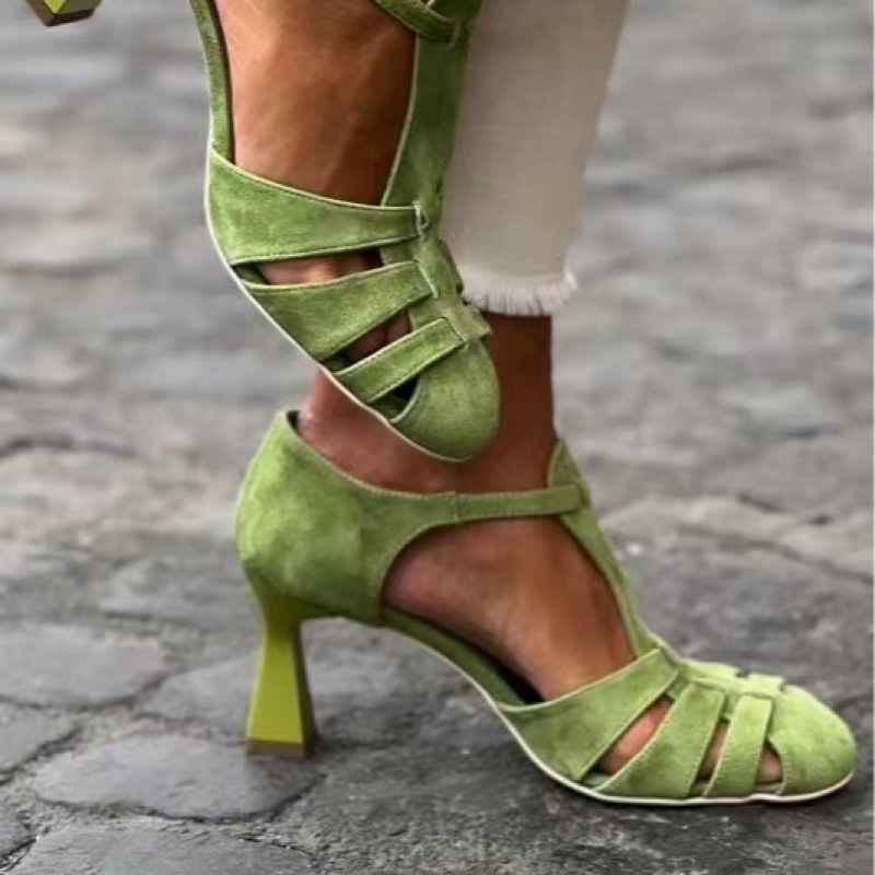 Women's Green Suede Kitten Hee - Summer Clothing Stores recension och pris
