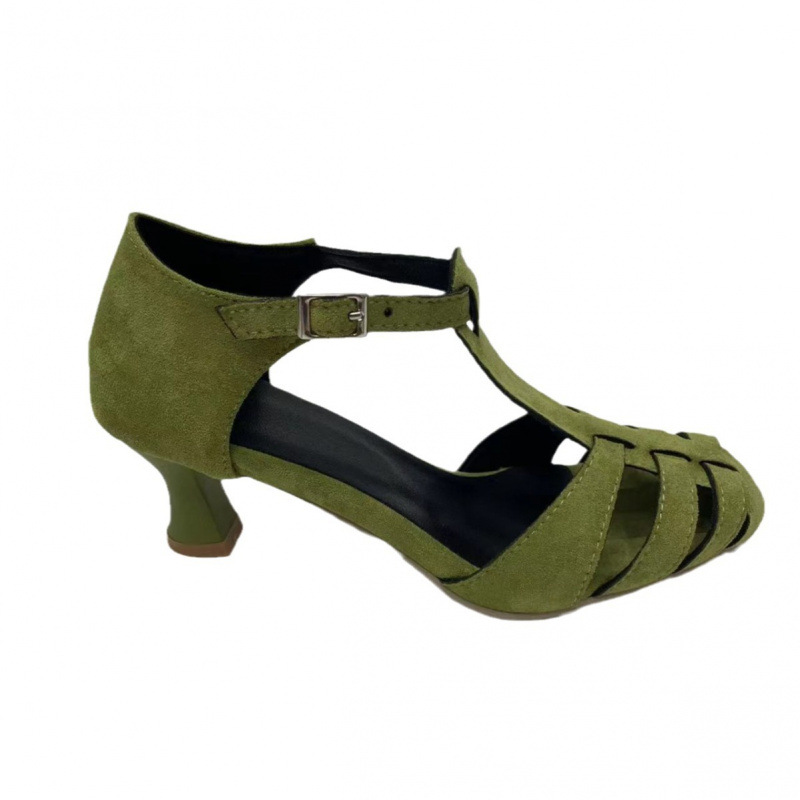 Women's Green Suede Kitten Hee - Summer Clothing Stores recension och pris