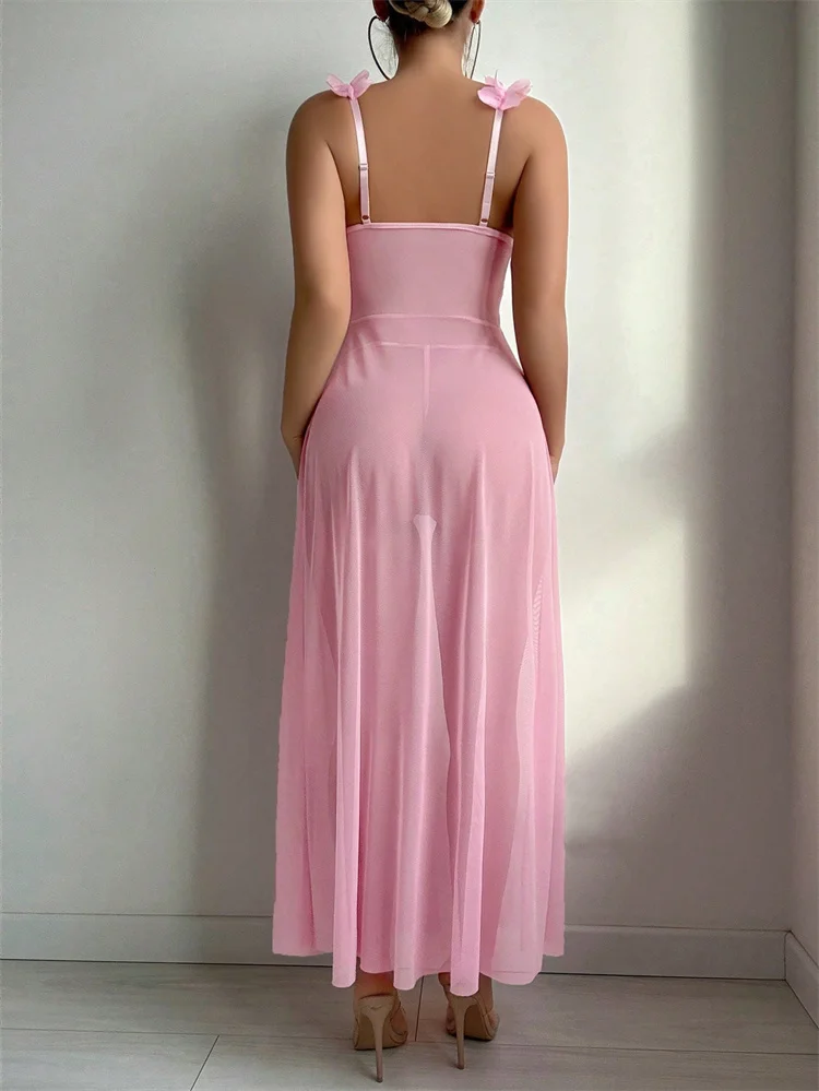 Pink Floral Lace See Through N - Summer Clothing Stores recension och pris