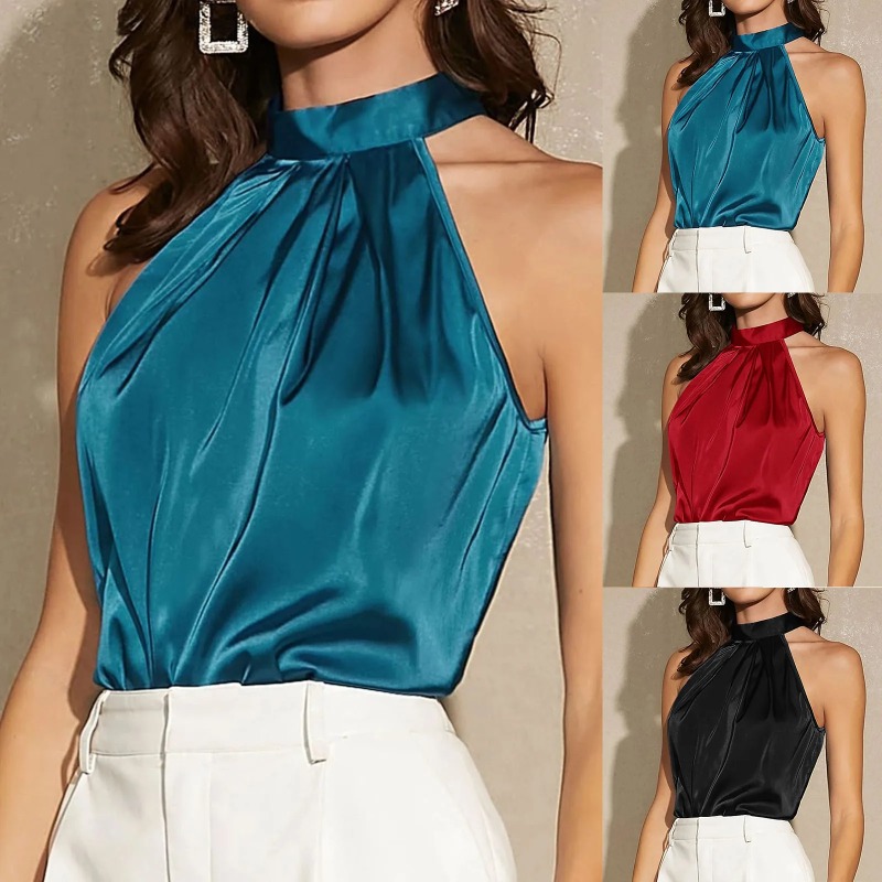 Elegant Satin Halter Neck Tank - Summer Clothing Images recension och pris