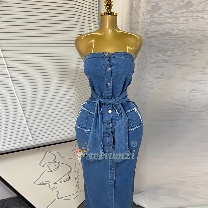 2026 Women Retro Strapless Den - Summer Clothing Y2K recension och pris