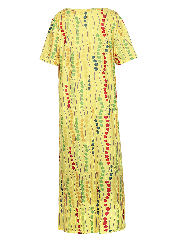 Plus Size Yellow Printed Midi  - Summer Clothing Women Sale recension och pris